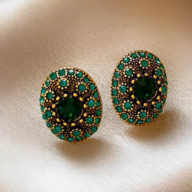Vintage Metal Glass Post Earrings