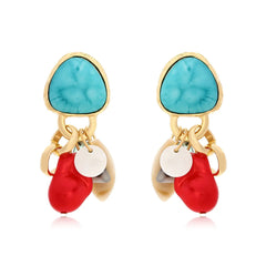 Retro Turquoise Shell Tassel Earrings