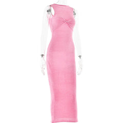 Solid Sleeveless Slim Fit Maxi Dress