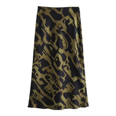 Printed Contrast Top+Midi Skirt Set
