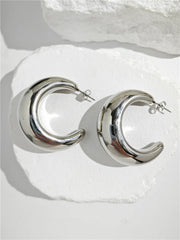 S925 Silver Needle Hollow Geometry C-Shaped Earrings