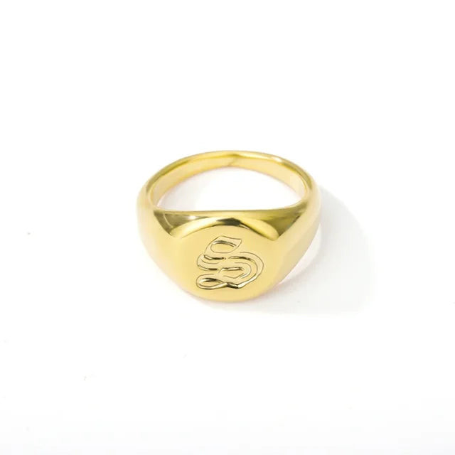Stainless Steel A-Z Letter Initial Rings