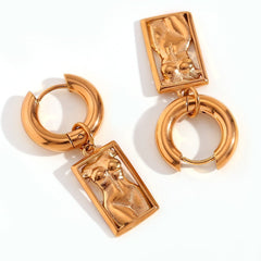 Stainless Steel Body Rectangular Pendant Earrings