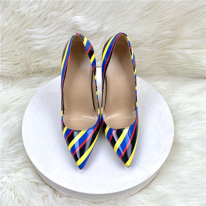 Printed Stripes Pointed-Toe Pumps Shoes