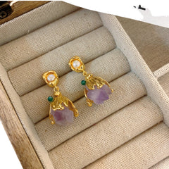 Amethyst Stone Drop Earrings