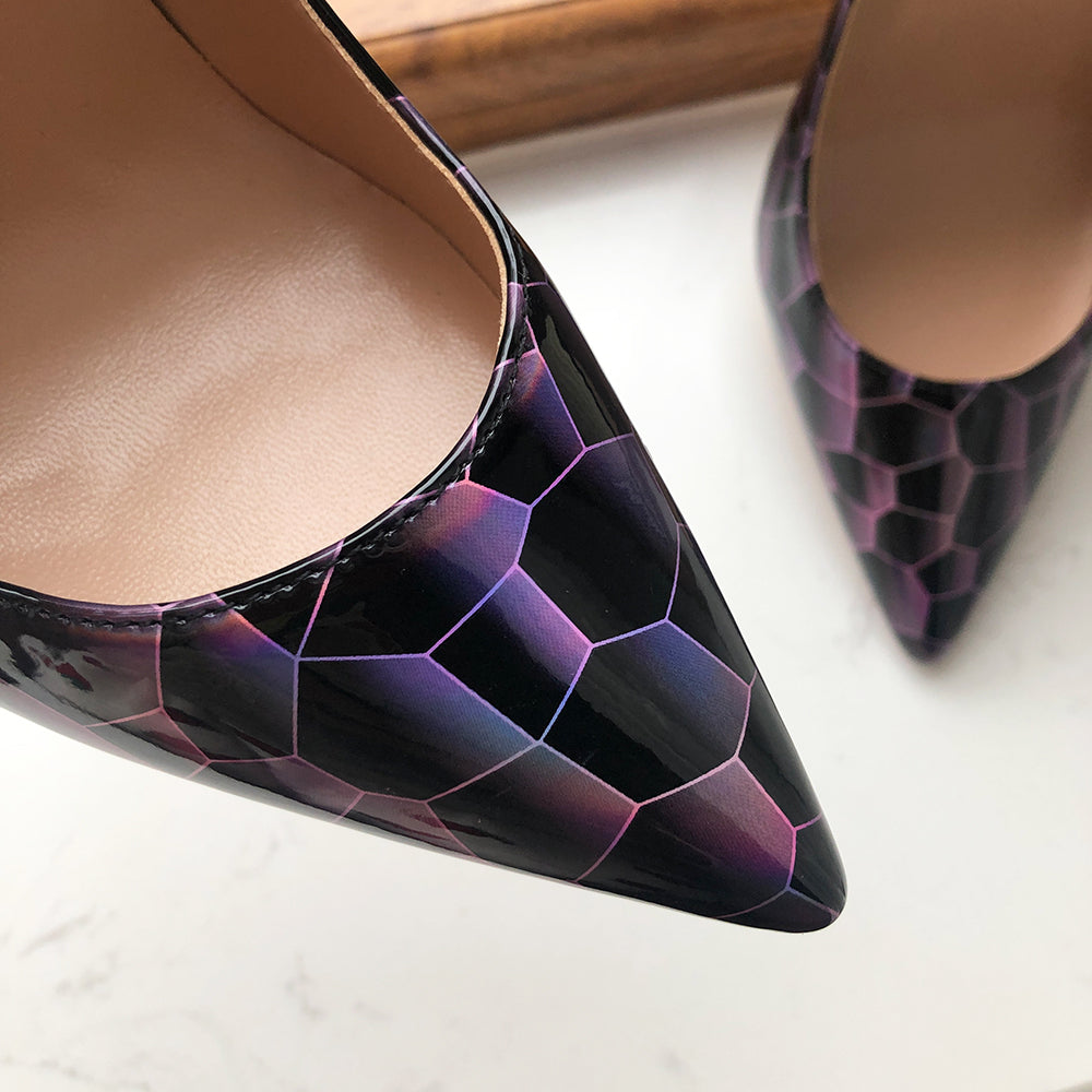 Stone Pattern Patent Leather Stilettos