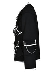 Metal Chained Flap Pockets Jacket