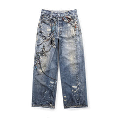 Printed Loose Straight Jeans