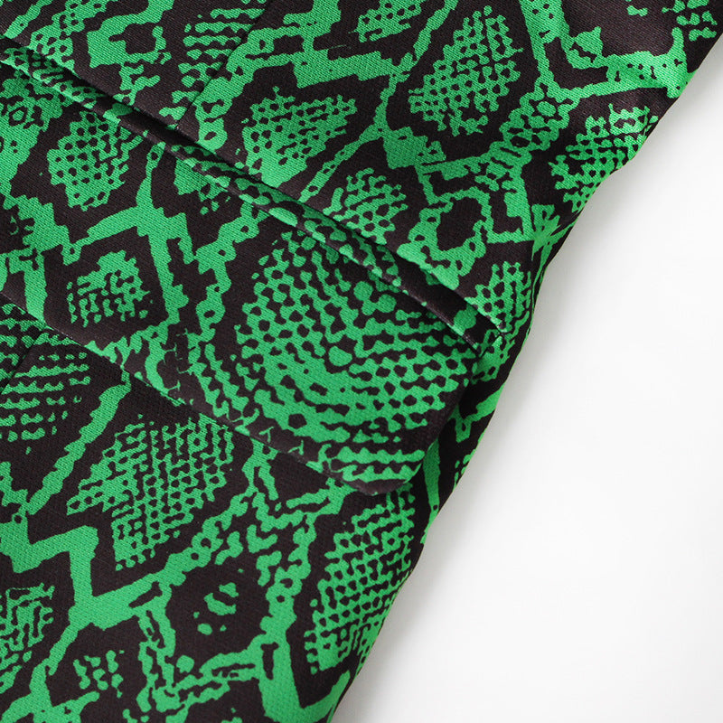 Green Snake Pattern Loose Blazer