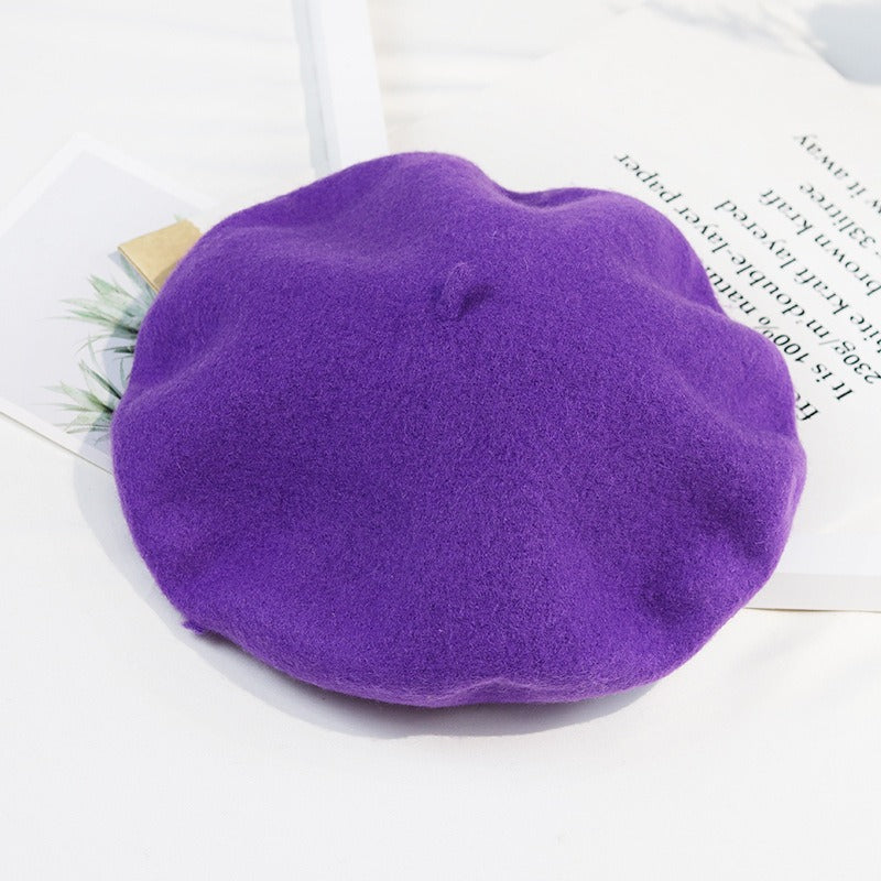 Round Top Knitted Wool Beret