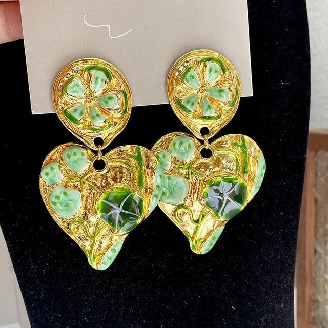 Vintage Leaf Petals Drop Earrings