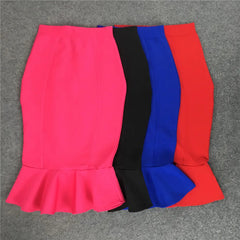 Elastic High Waisted Ruffled Bandage Skirt