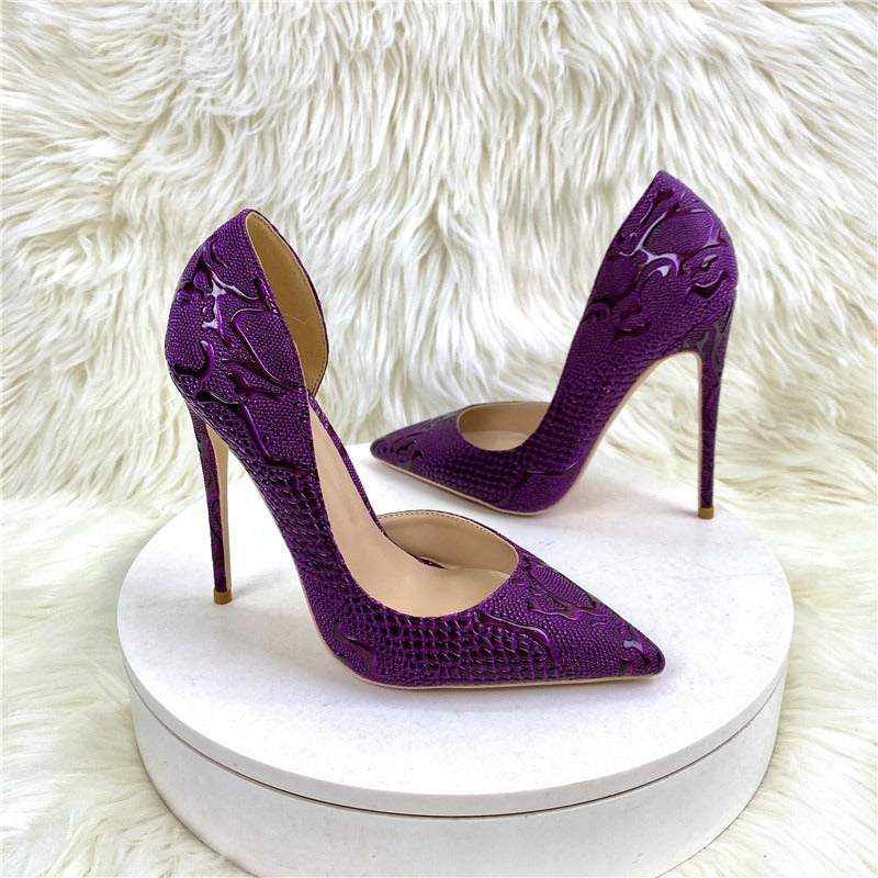 Reptile Skin Texture Open-Side Stiletto