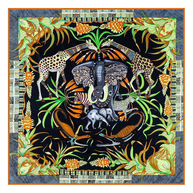 Animal Kingdom Print Twill Silk Square Scarf