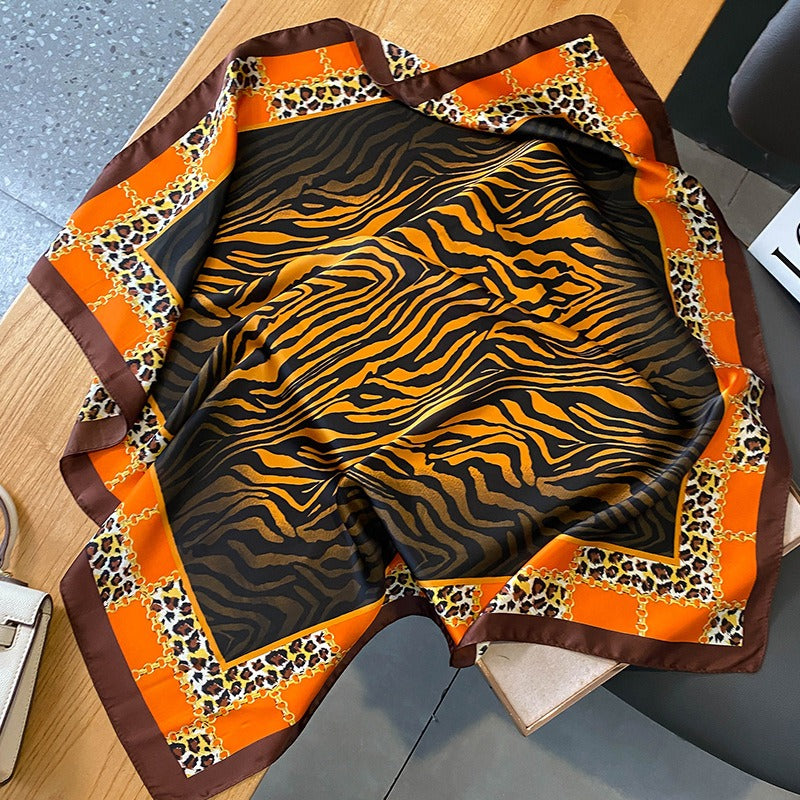 Tiger Print Small Square Scarf