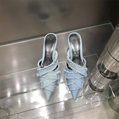 Solid Pointed Toe Mule Pumps