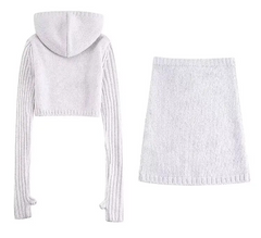 Hooded Sweater Mini Skirt Set