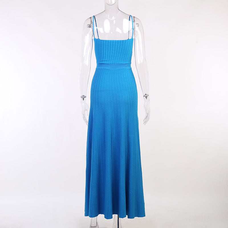 Pre Order:  Blue Knitted Sleeveless Midi Dress