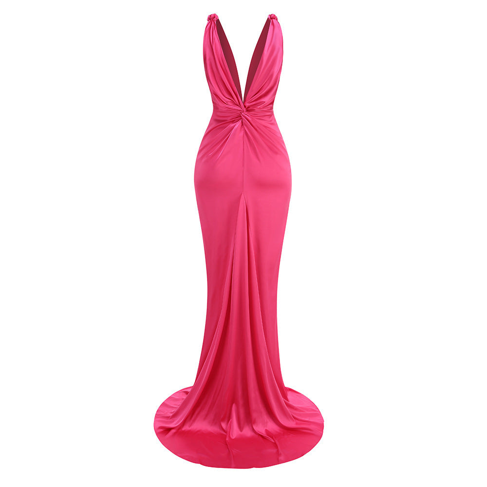 Sexy V-Neck Sleeveless Backless Slim Fit Maxi Dress