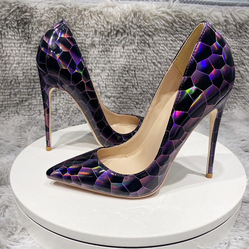 Stone Pattern Patent Leather Stilettos
