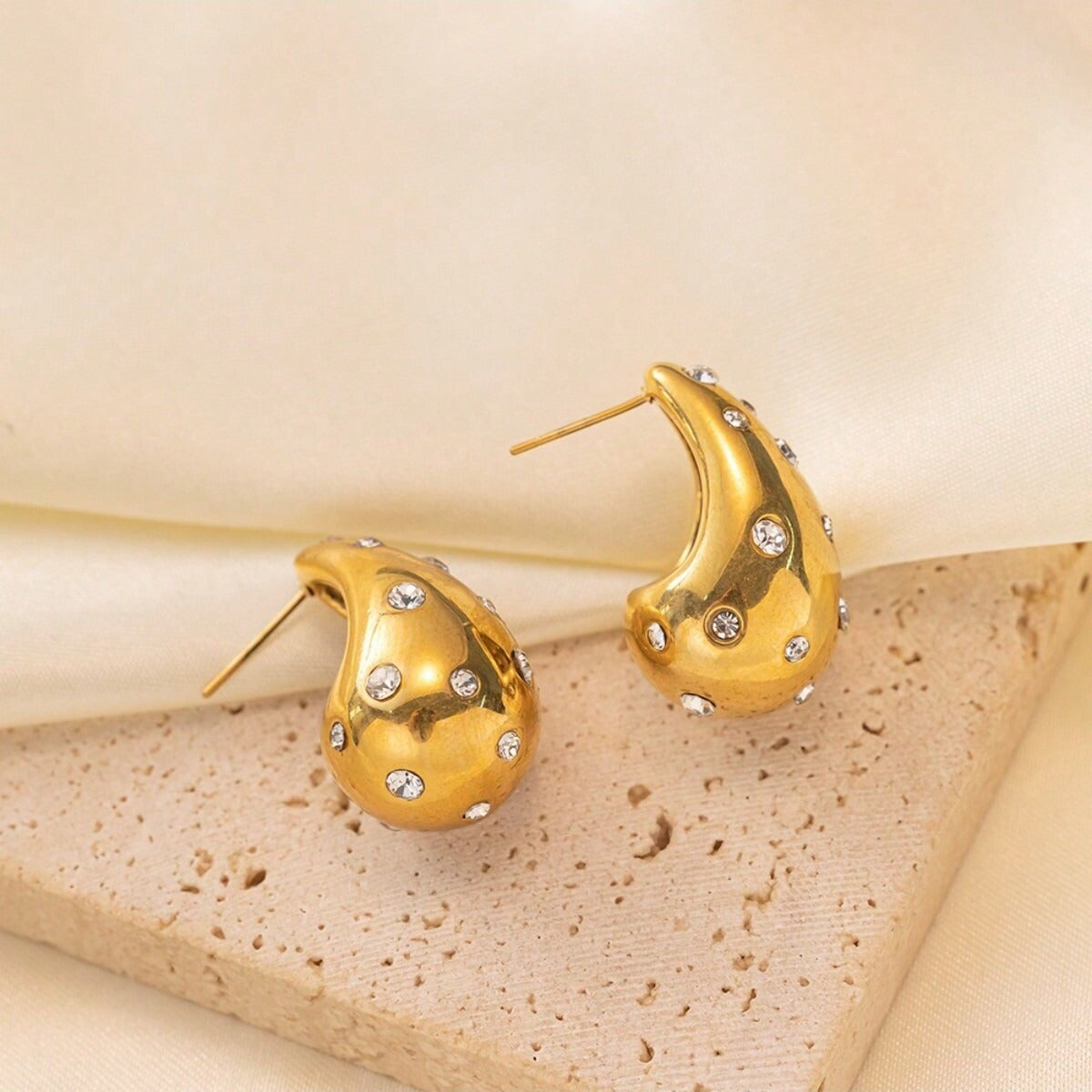 Diamond Studded Colorful Stud Earrings