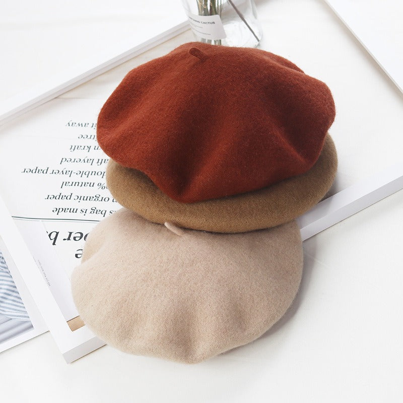 Round Top Knitted Wool Beret