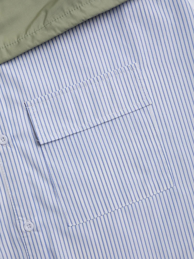 Color-block Pinstripes Spliced Dress