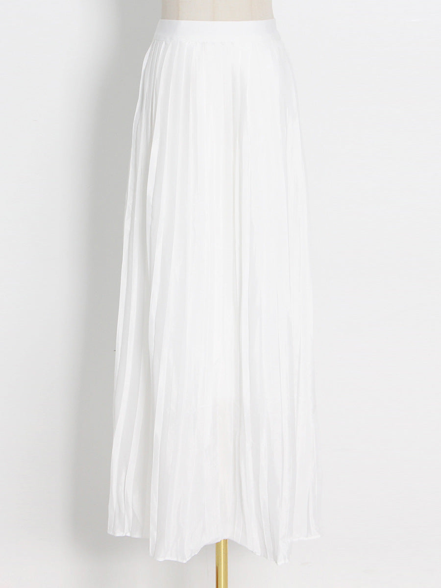 Halter Neck Sleeveless Irregular Top + Pleated Skirt Set