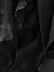 Chiffon Ruffle Side Black Vest