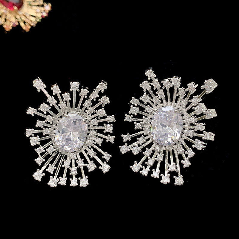 Sparkling Hollow Fireworks Zircon Earrings