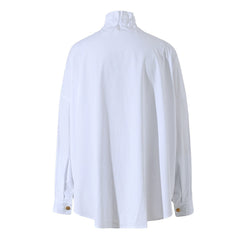 Single Breasted Lace Collar Court Style Shirt