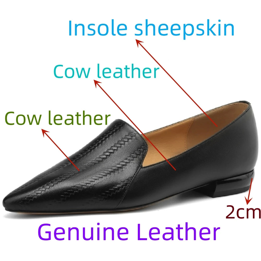 Vintage Genuine Leather Low Heels Shoes