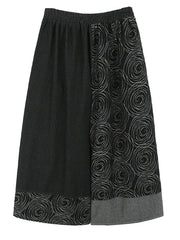 Swirly Patchwork Denim Wide Pants