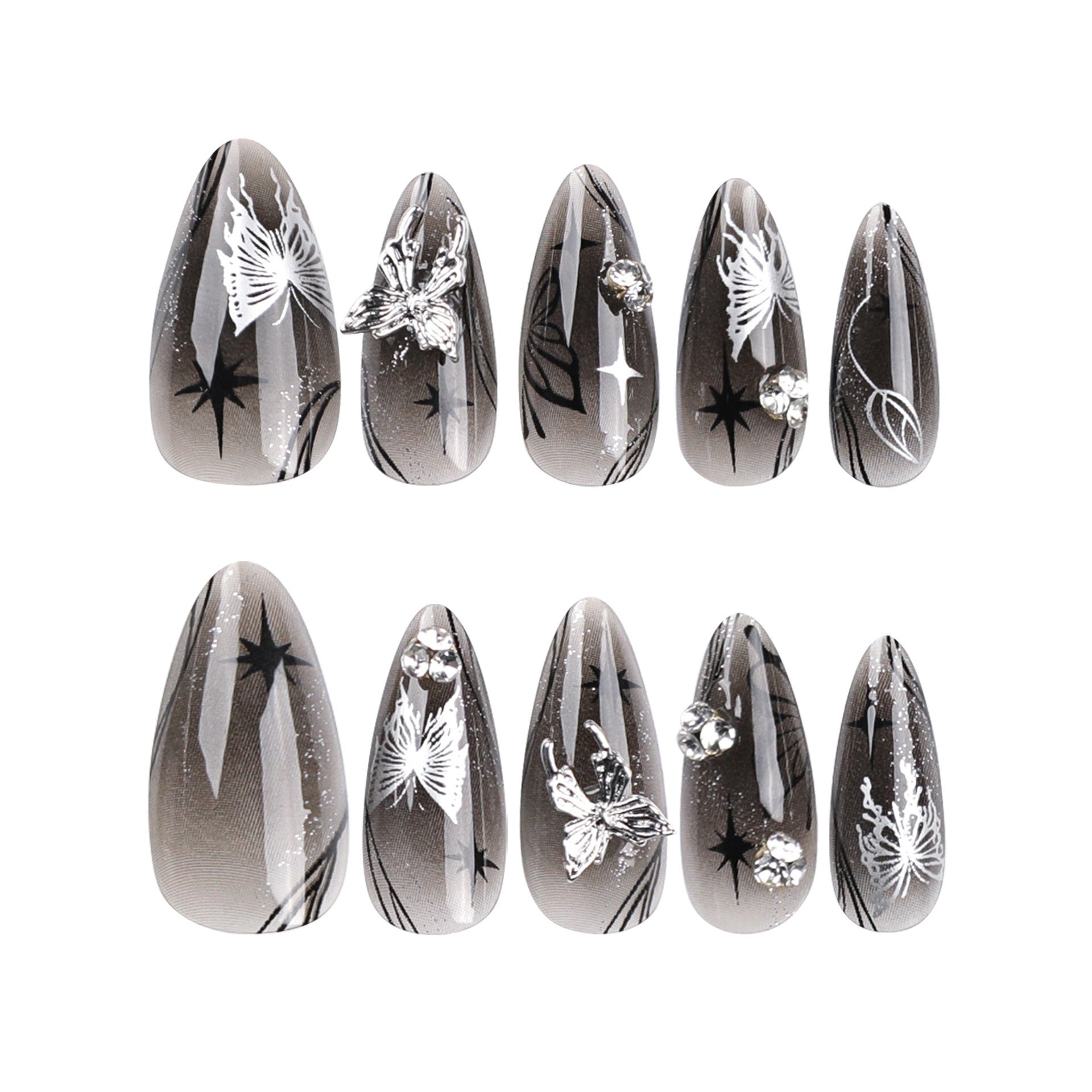 Pre Order:  Bow Butterfly Almond Shaped Fake Nails