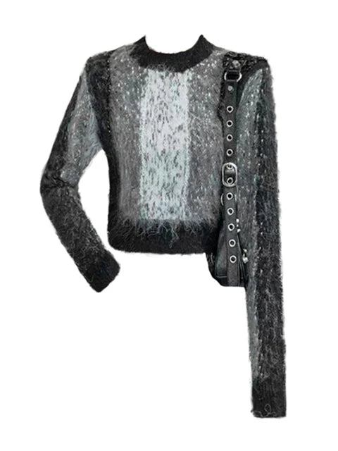 Gradient Knitted Mohair Cropped Sweater