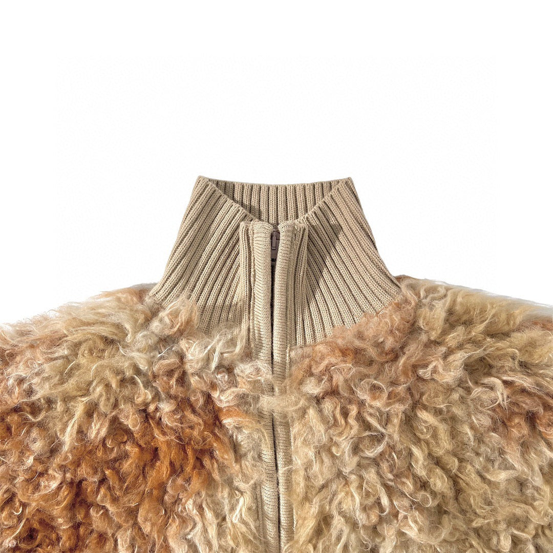 Furry Zip-Up Loose Jacket