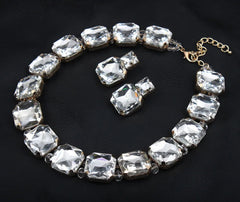 Square Crystals Necklace-Earrings Set