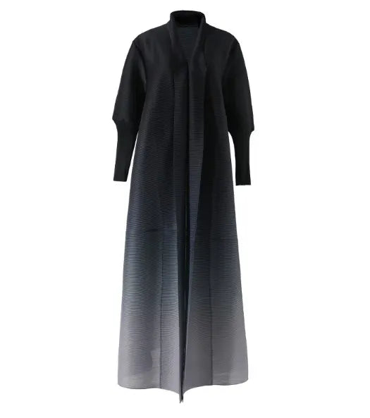 Gradient Pleated Loose Bat Sleeve Trench Coat