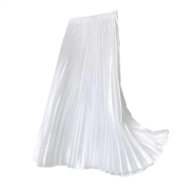 Pleated High-Waist Midi Skirt