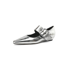 Square Toe Buckle Strap Shoes