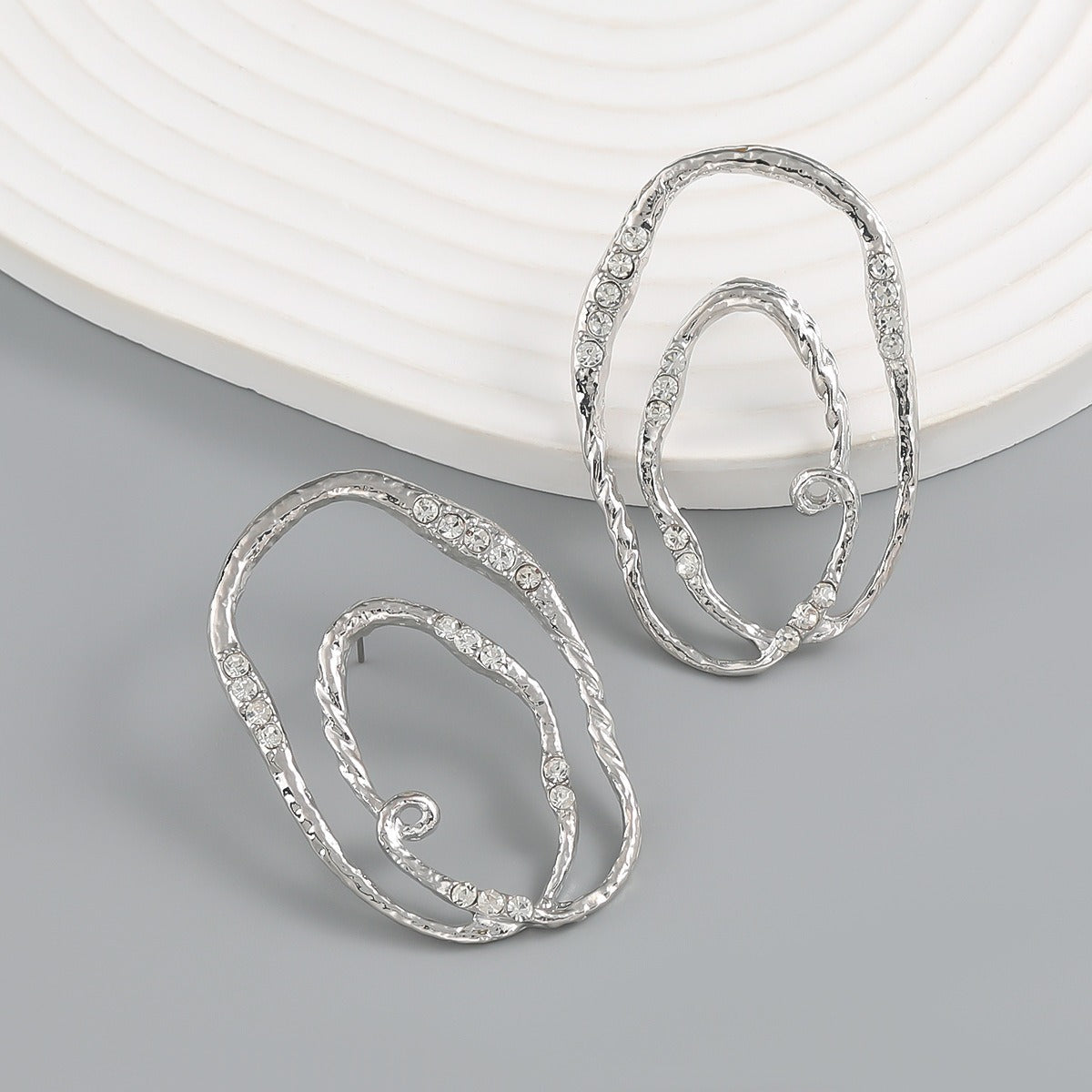 Alloy Multi-Layer Elliptical Exaggerated Earrings