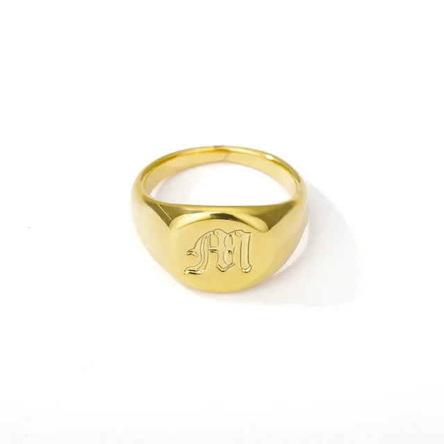 Stainless Steel A-Z Letter Initial Rings