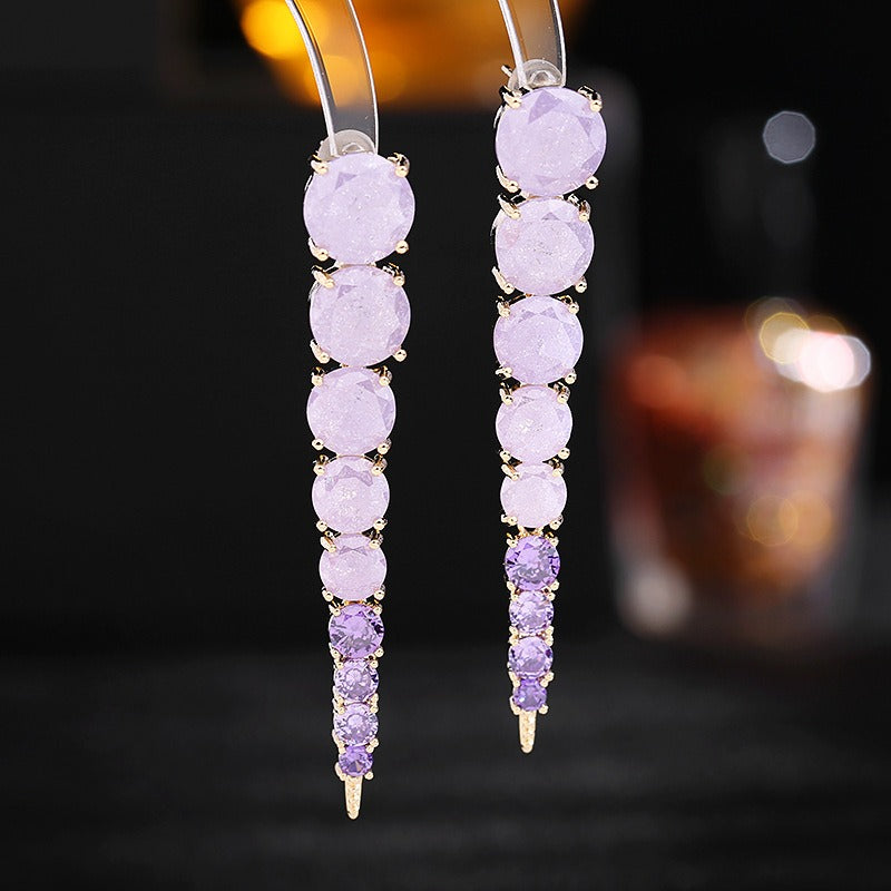 Ice Cracked Zircon Long Earrings