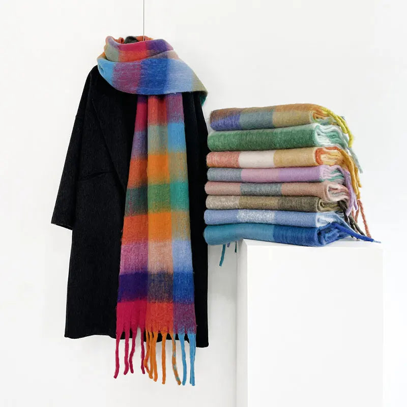 Assorted Plaid Fringe Scarves