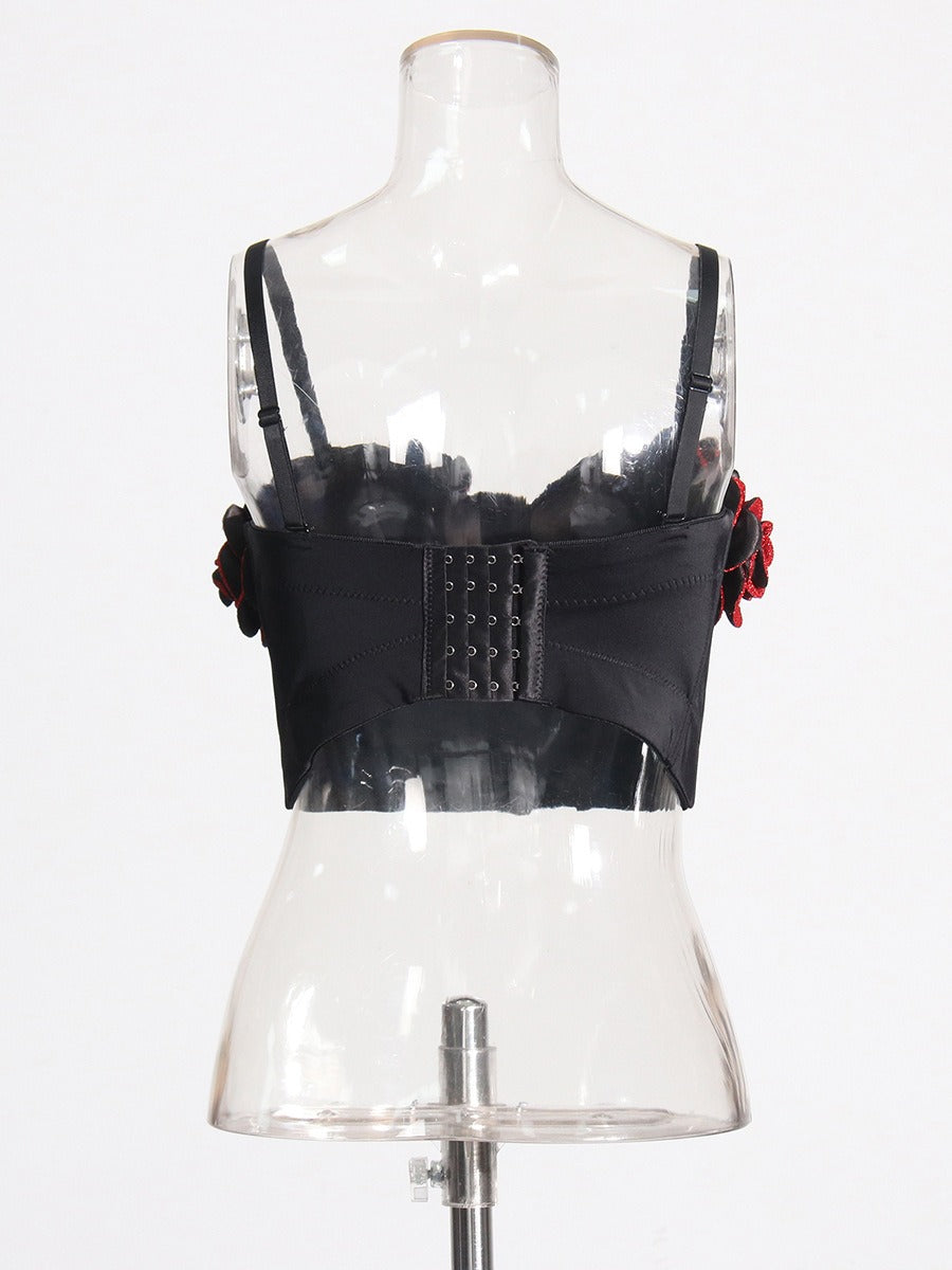 3D Rose Blossom Cropped Corset Tank