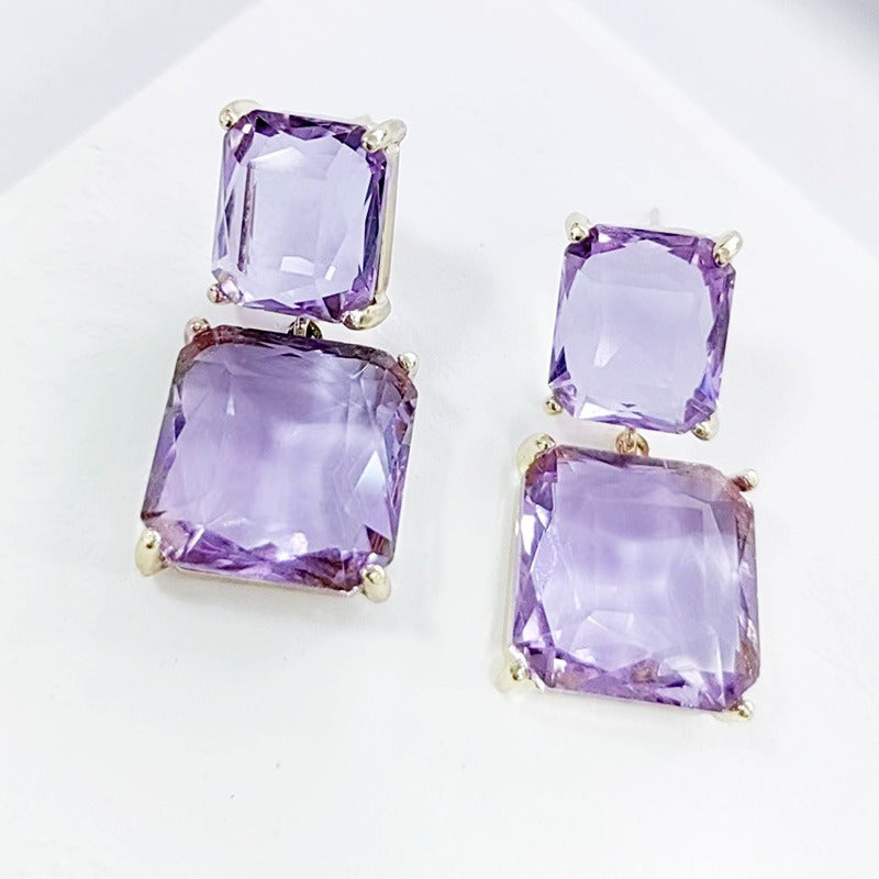 Geometric Square Crystal Earrings