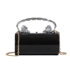 Metallic Cylindrical Magnetic Snap Handbag