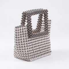 Silver Beads Top-Handle Handbag