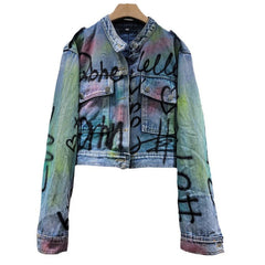 Graffiti on Denim Short Jacket