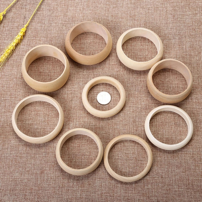 6 Pieces Blank Wood DIY Painting Bangle Bracelets